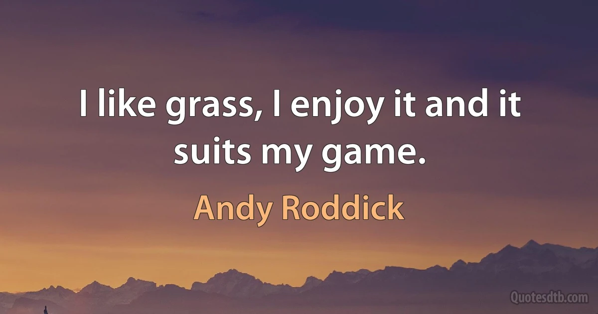 I like grass, I enjoy it and it suits my game. (Andy Roddick)