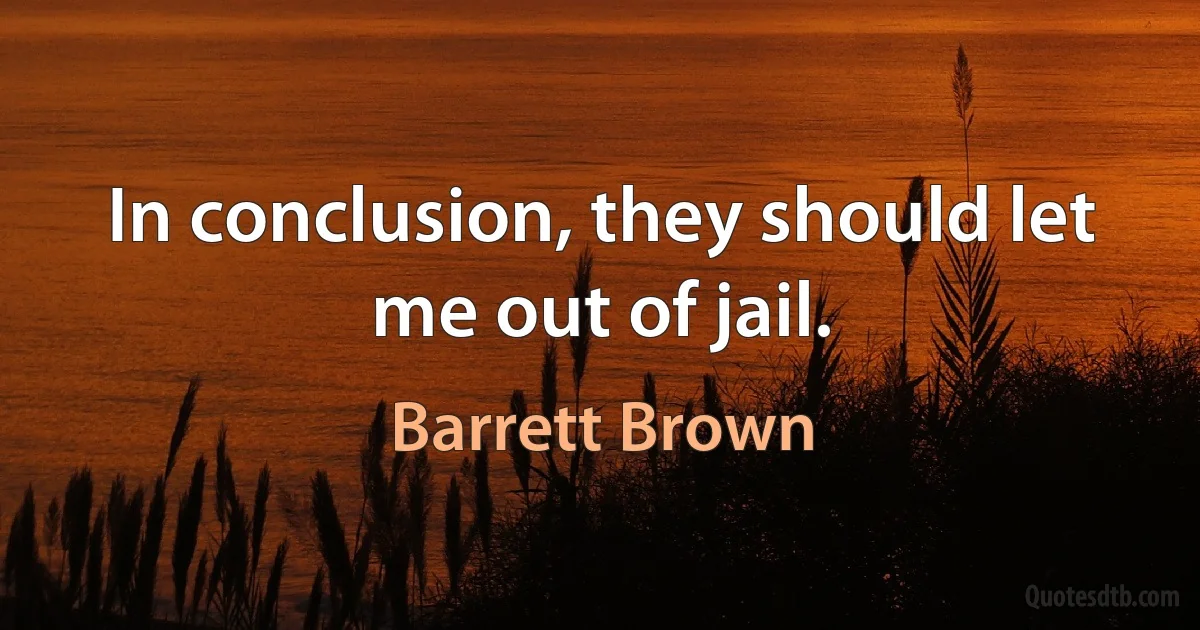 In conclusion, they should let me out of jail. (Barrett Brown)