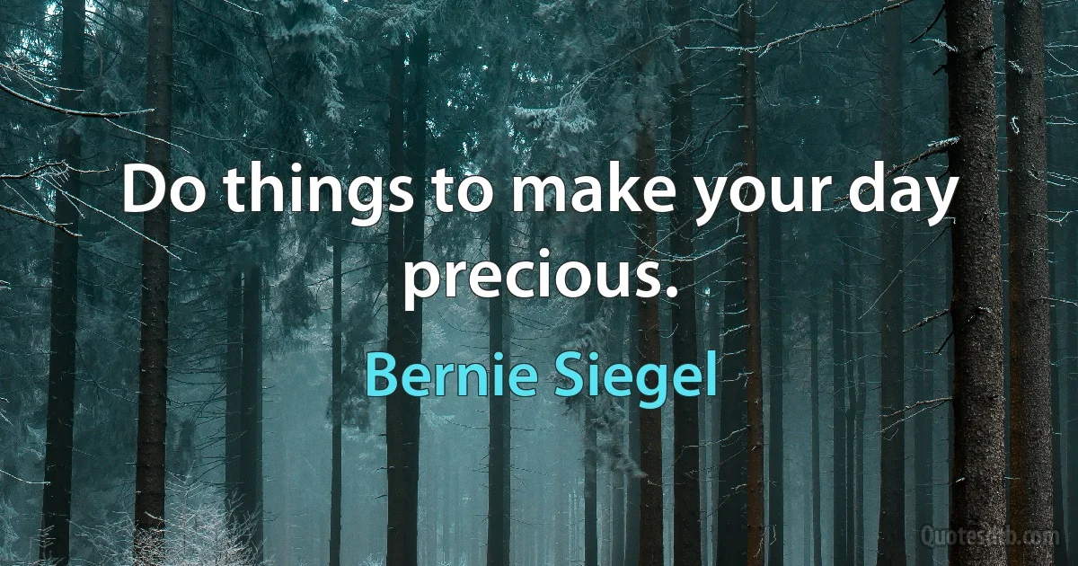 Do things to make your day precious. (Bernie Siegel)