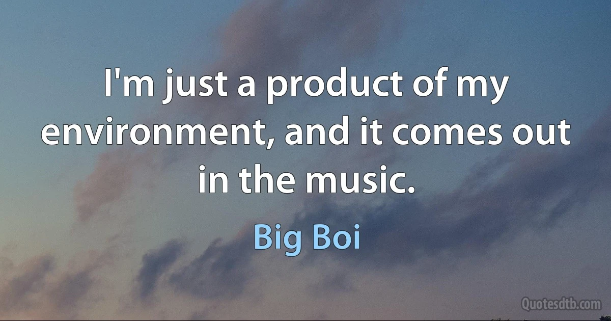 I'm just a product of my environment, and it comes out in the music. (Big Boi)