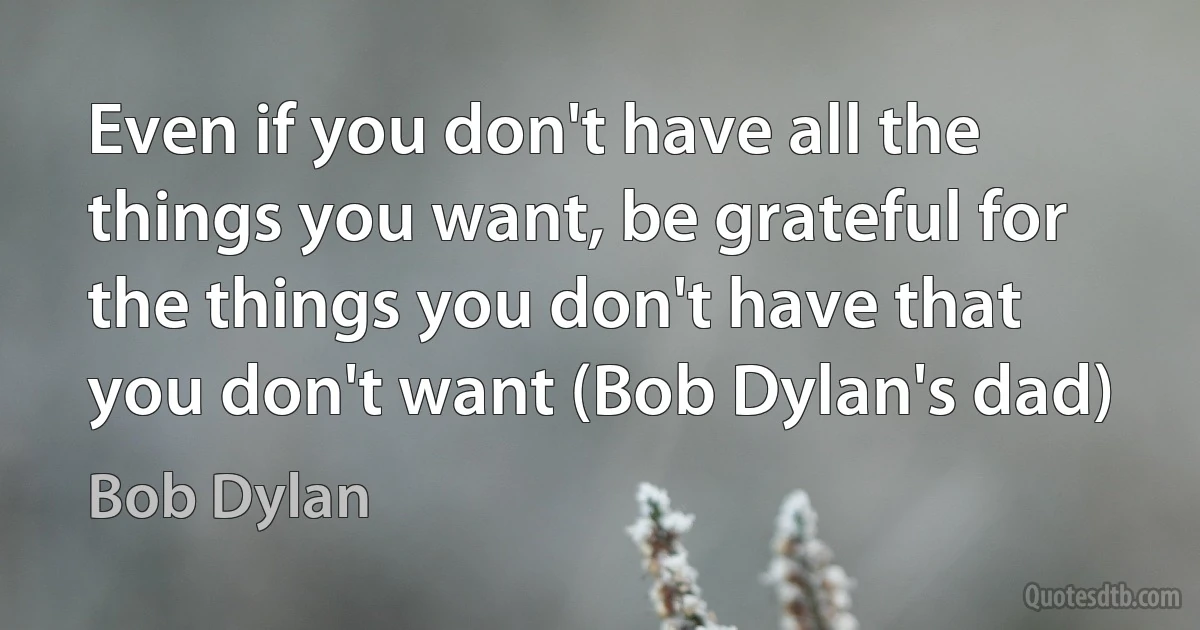 Even if you don't have all the things you want, be grateful for the things you don't have that you don't want (Bob Dylan's dad) (Bob Dylan)