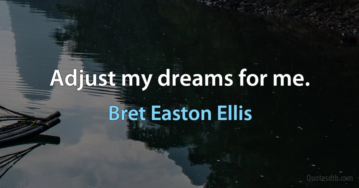 Adjust my dreams for me. (Bret Easton Ellis)