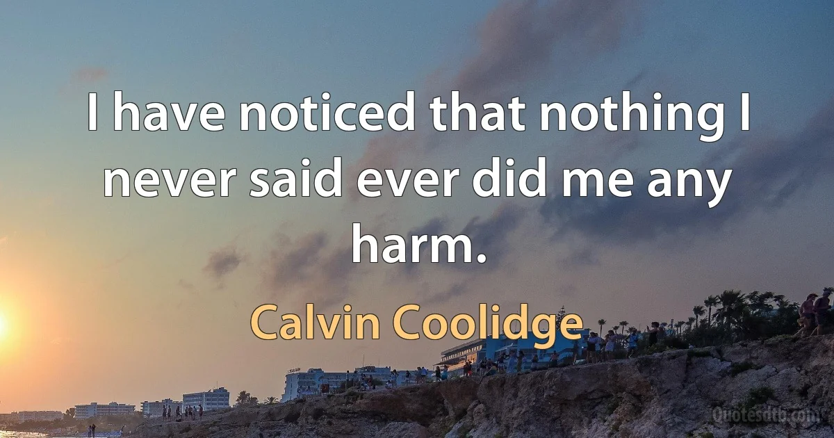 I have noticed that nothing I never said ever did me any harm. (Calvin Coolidge)