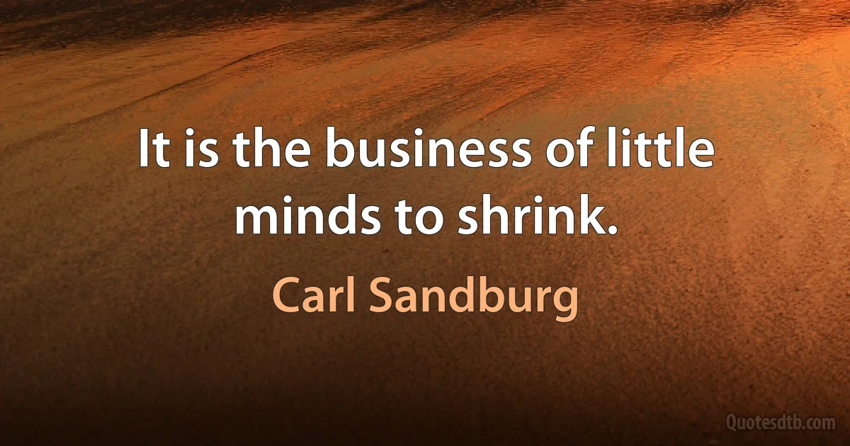 It is the business of little minds to shrink. (Carl Sandburg)