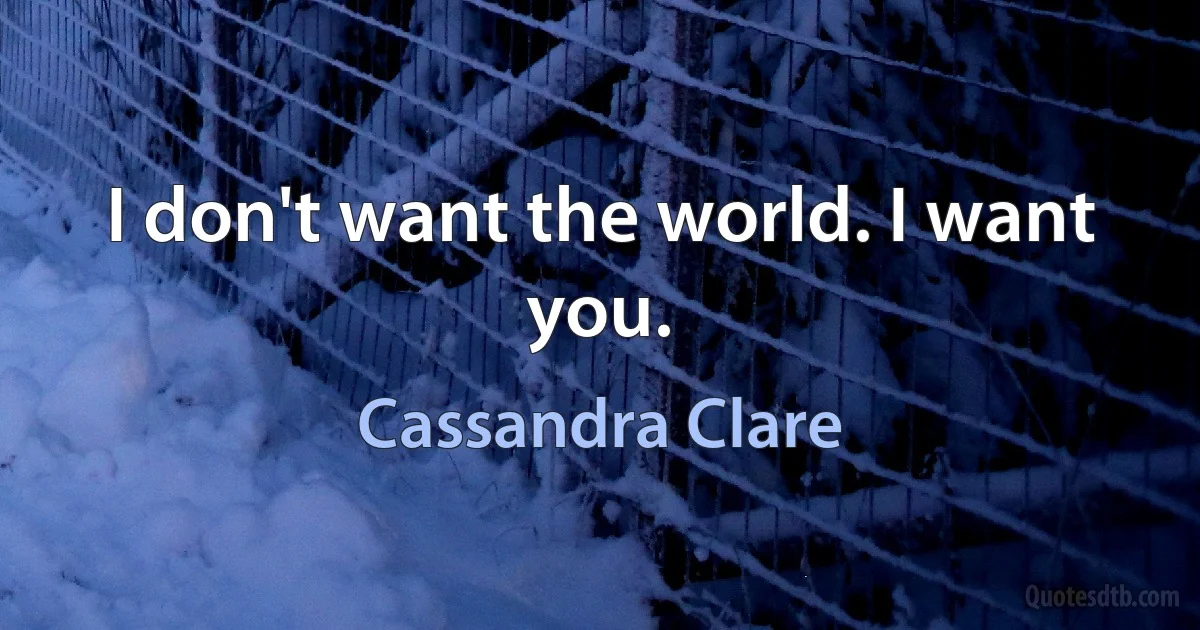 I don't want the world. I want you. (Cassandra Clare)