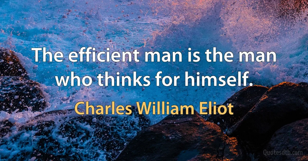 The efficient man is the man who thinks for himself. (Charles William Eliot)