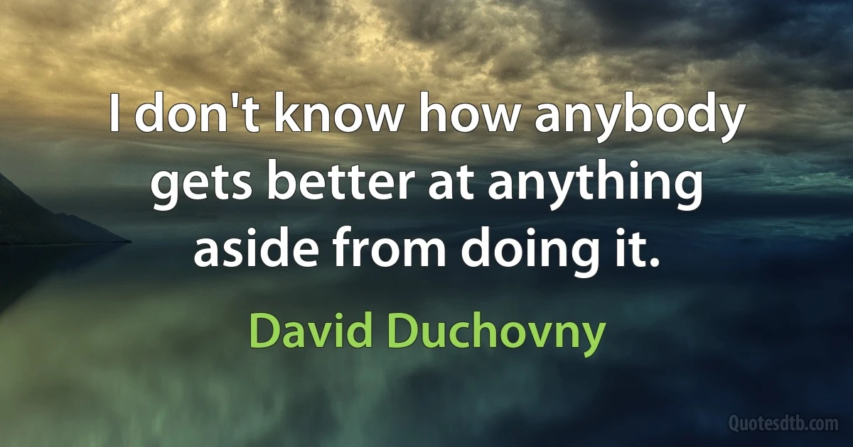 I don't know how anybody gets better at anything aside from doing it. (David Duchovny)