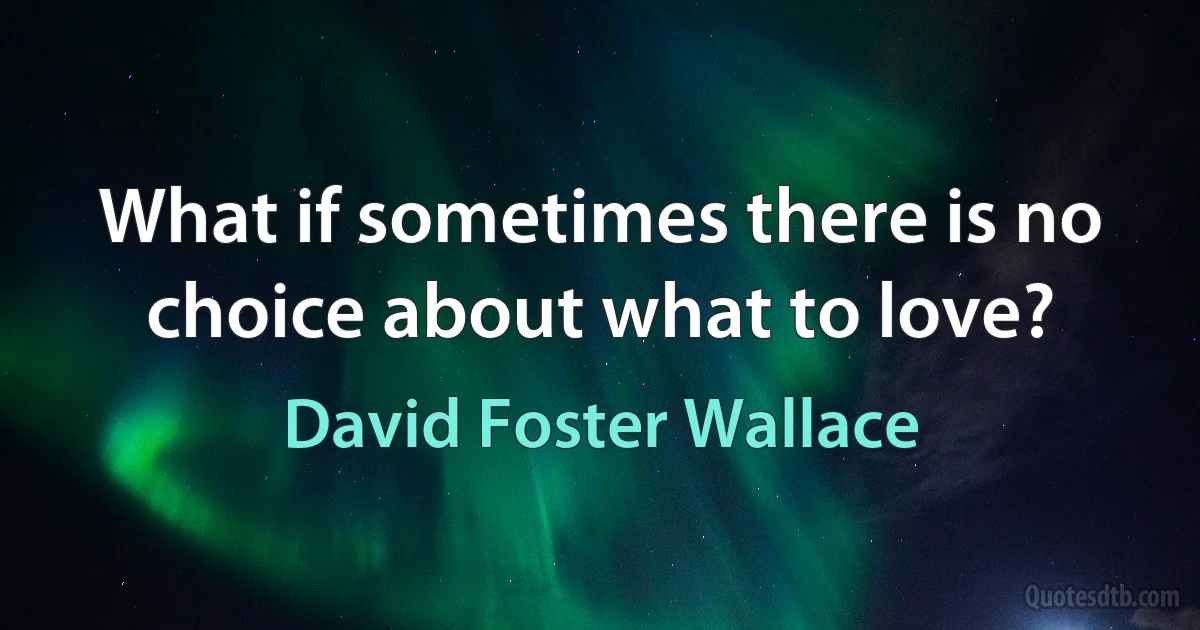 What if sometimes there is no choice about what to love? (David Foster Wallace)