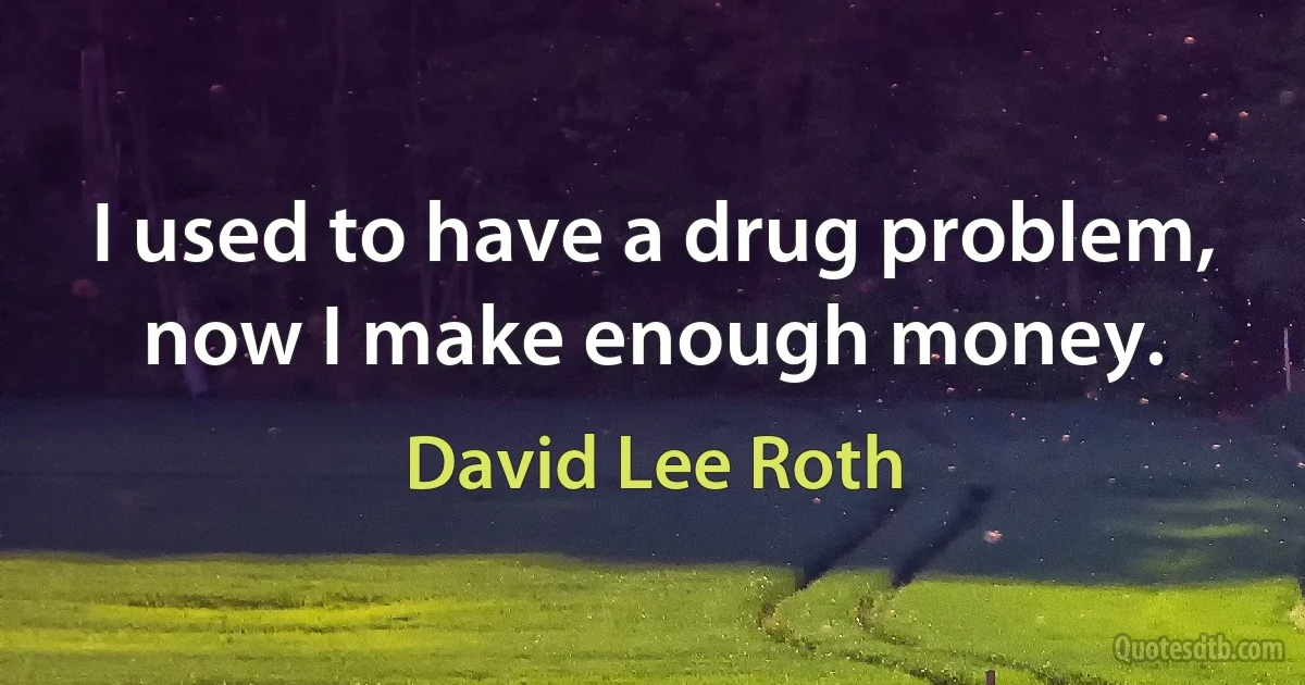 I used to have a drug problem, now I make enough money. (David Lee Roth)