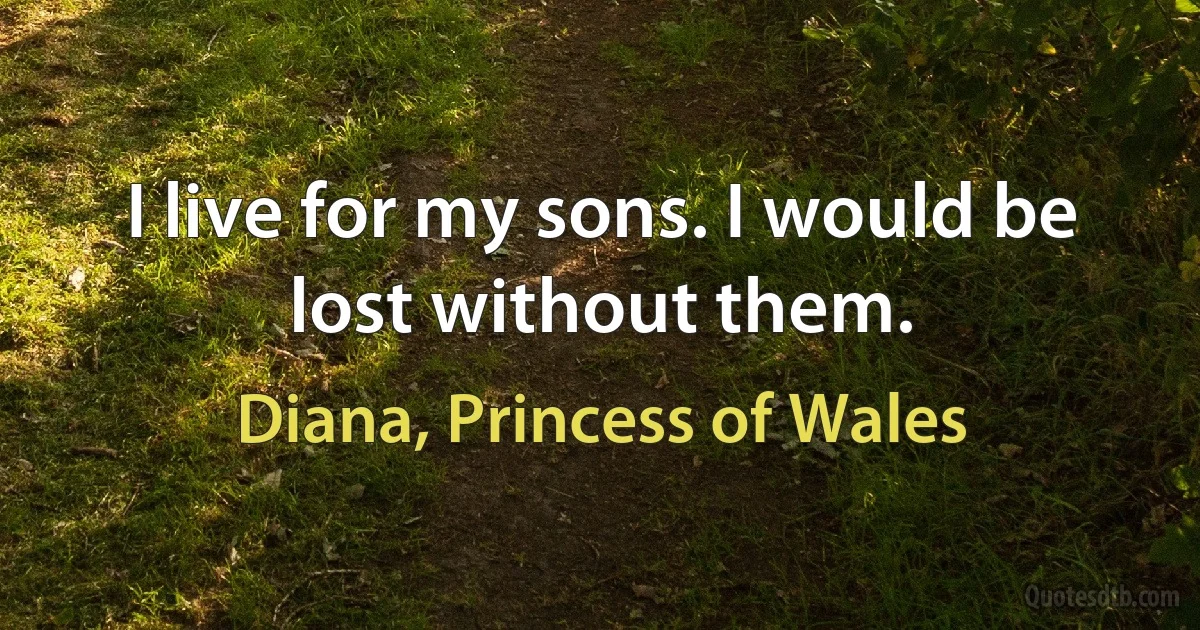 I live for my sons. I would be lost without them. (Diana, Princess of Wales)