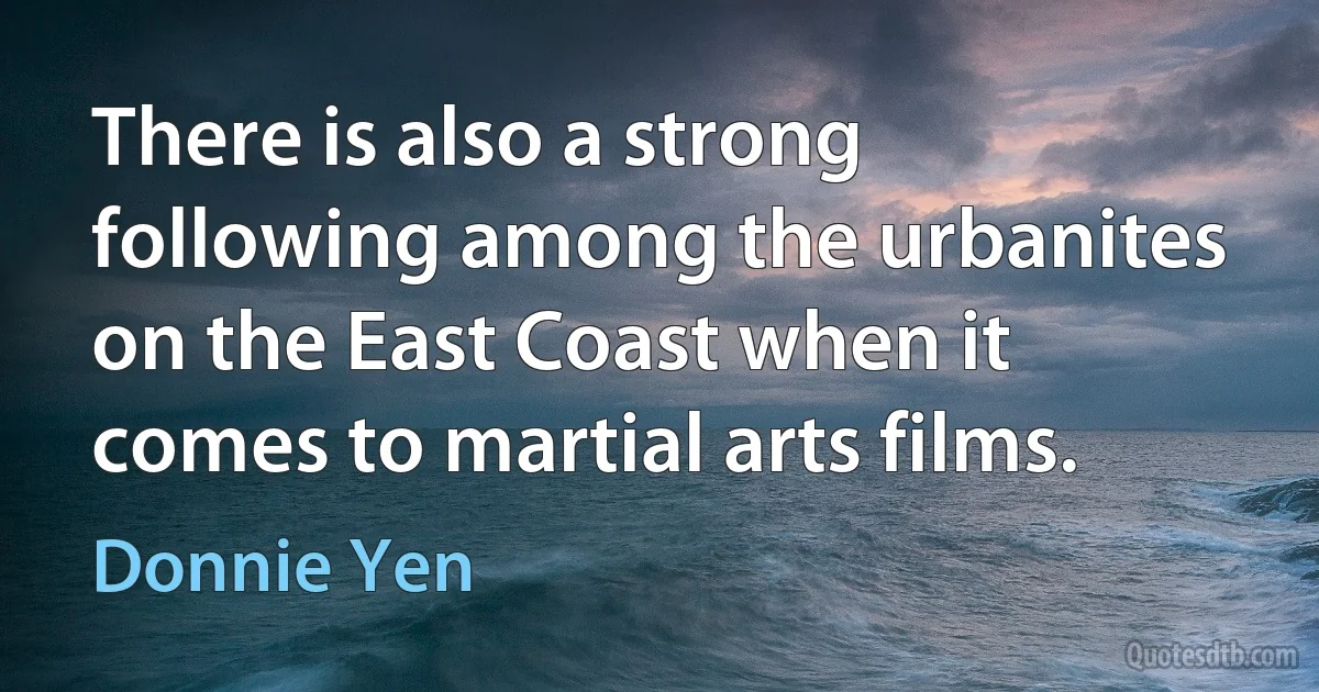 There is also a strong following among the urbanites on the East Coast when it comes to martial arts films. (Donnie Yen)