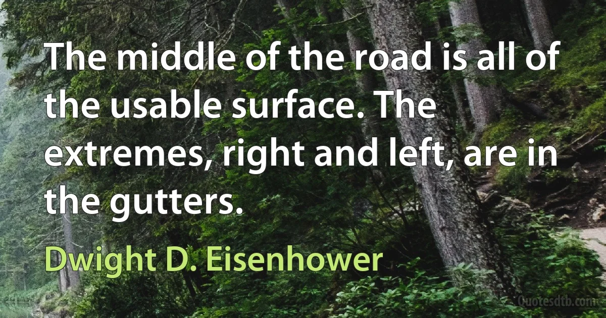 The middle of the road is all of the usable surface. The extremes, right and left, are in the gutters. (Dwight D. Eisenhower)