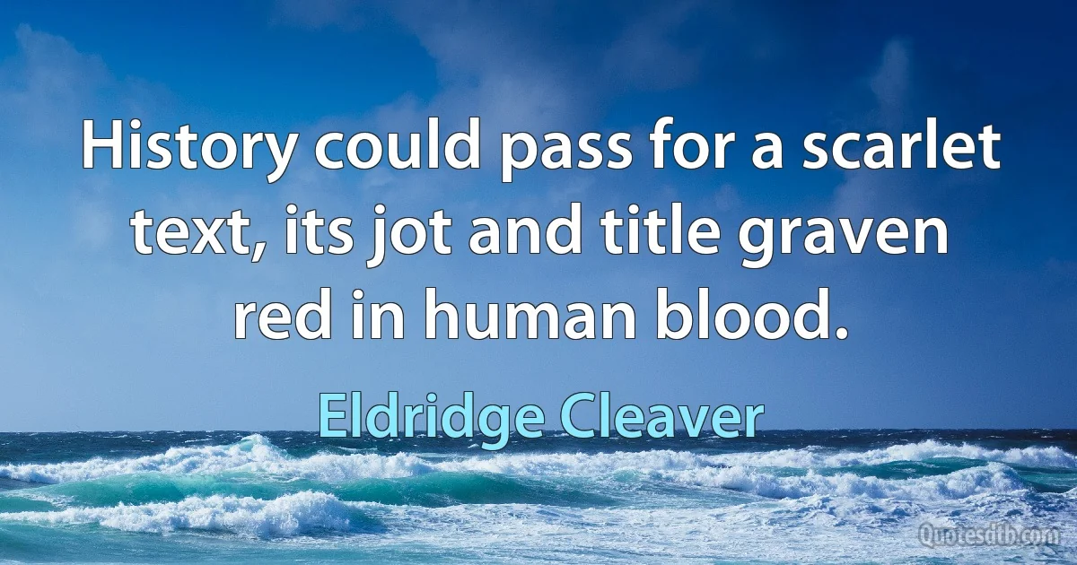 History could pass for a scarlet text, its jot and title graven red in human blood. (Eldridge Cleaver)