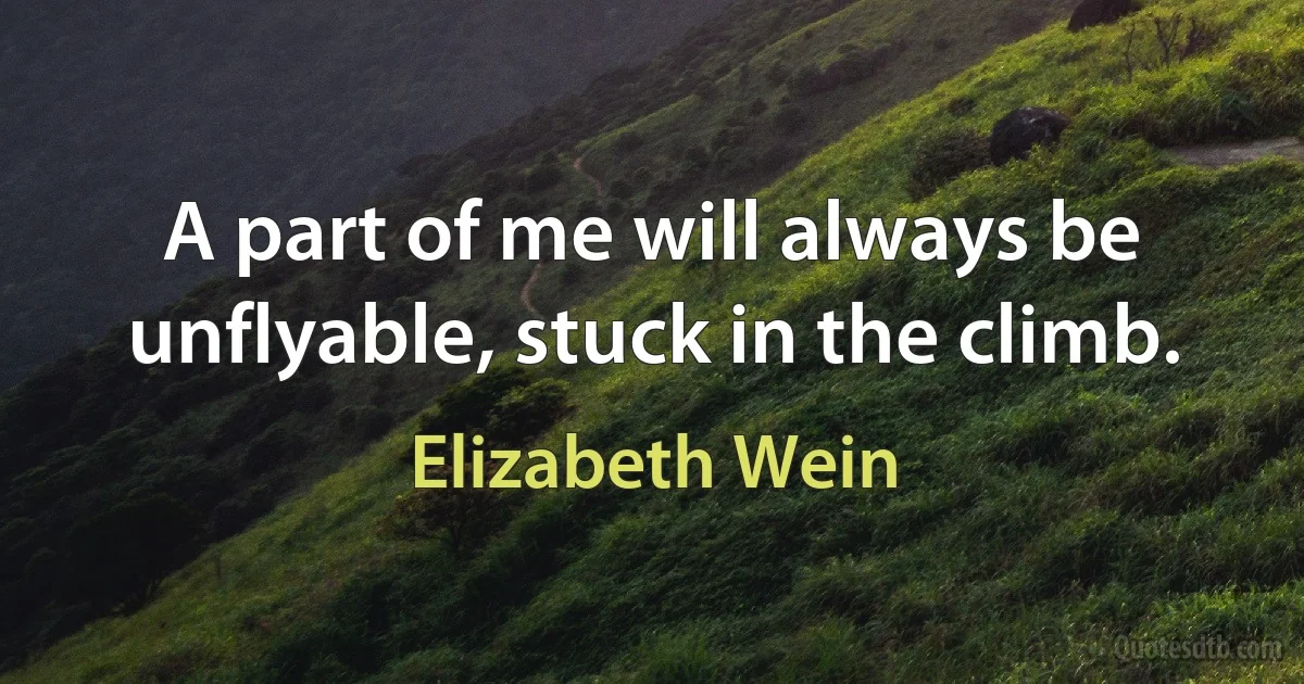 A part of me will always be unflyable, stuck in the climb. (Elizabeth Wein)