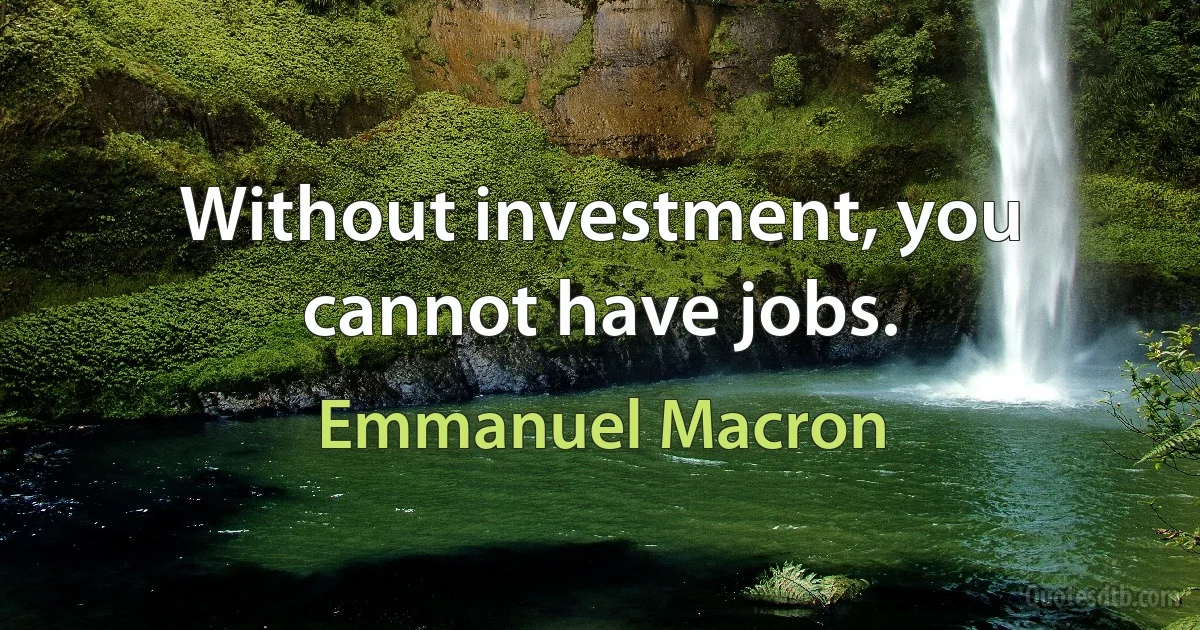 Without investment, you cannot have jobs. (Emmanuel Macron)