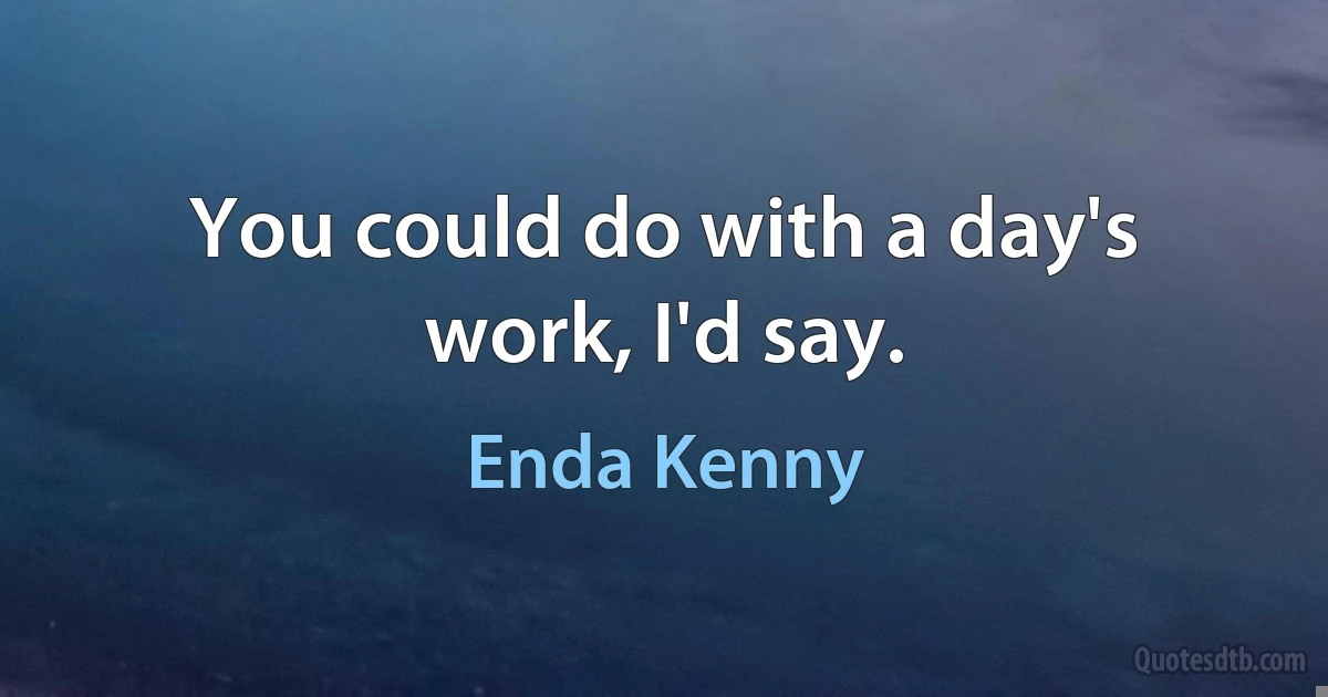 You could do with a day's work, I'd say. (Enda Kenny)