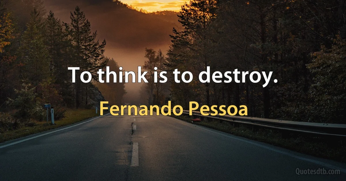 To think is to destroy. (Fernando Pessoa)