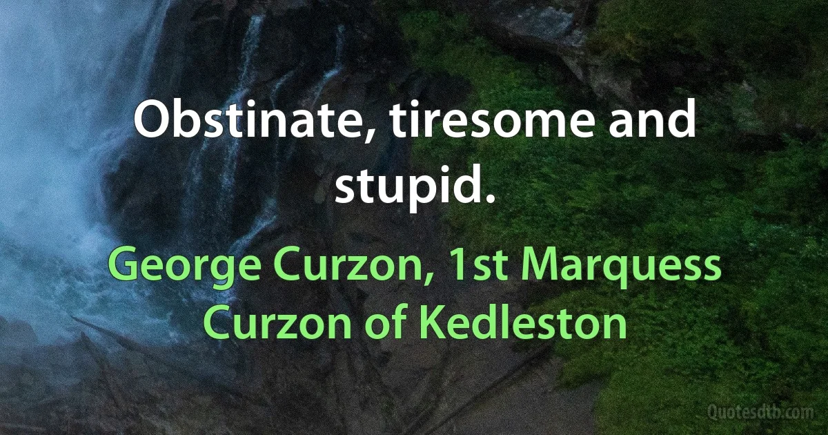 Obstinate, tiresome and stupid. (George Curzon, 1st Marquess Curzon of Kedleston)