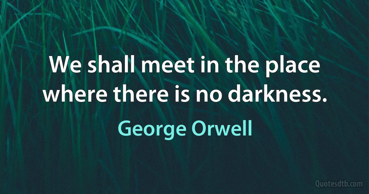 We shall meet in the place where there is no darkness. (George Orwell)