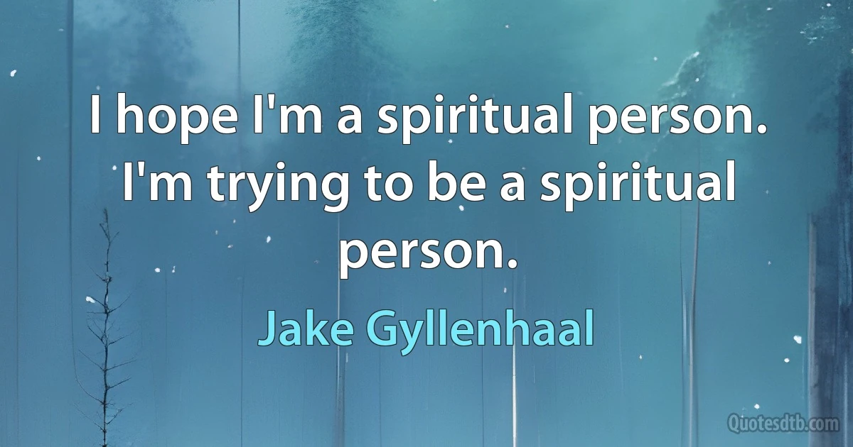 I hope I'm a spiritual person. I'm trying to be a spiritual person. (Jake Gyllenhaal)