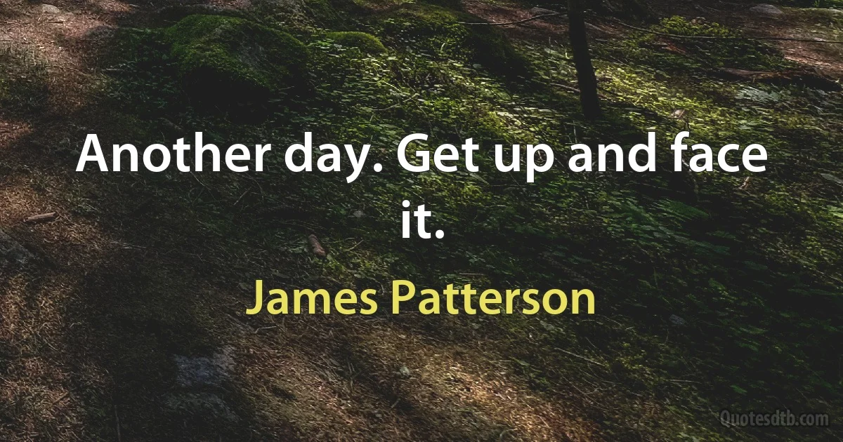 Another day. Get up and face it. (James Patterson)