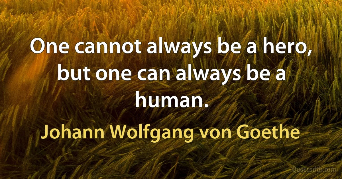 One cannot always be a hero, but one can always be a human. (Johann Wolfgang von Goethe)