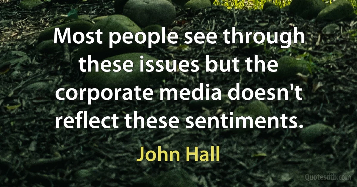 Most people see through these issues but the corporate media doesn't reflect these sentiments. (John Hall)