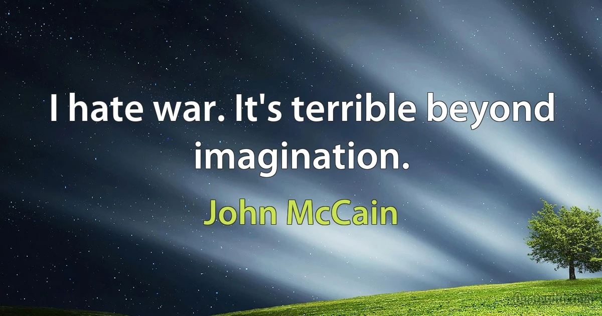 I hate war. It's terrible beyond imagination. (John McCain)