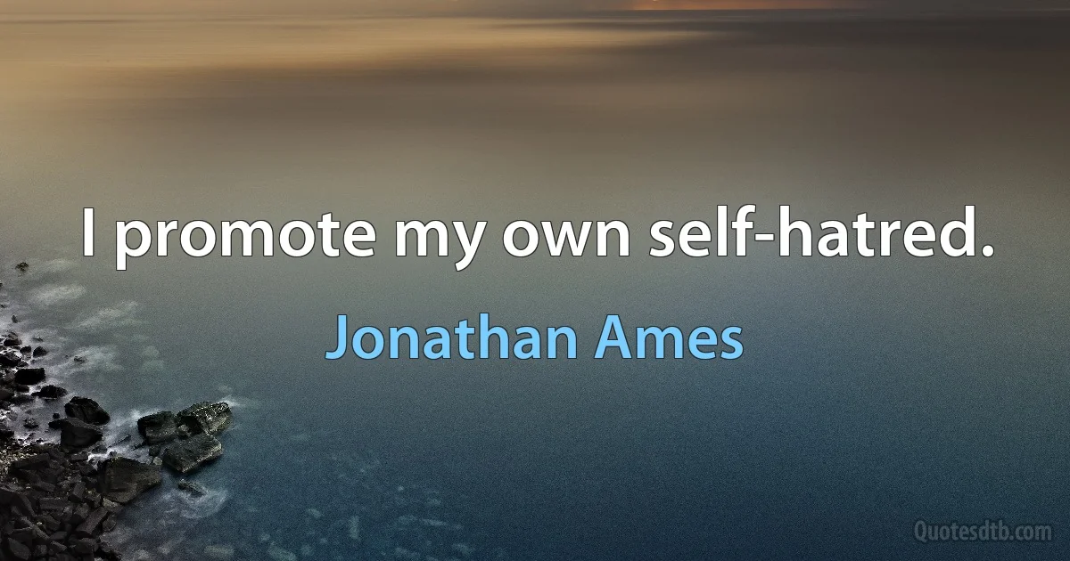 I promote my own self-hatred. (Jonathan Ames)