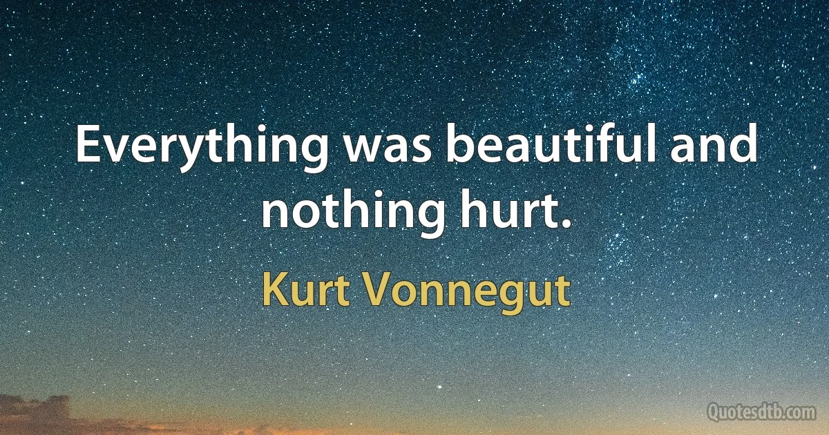 Everything was beautiful and nothing hurt. (Kurt Vonnegut)