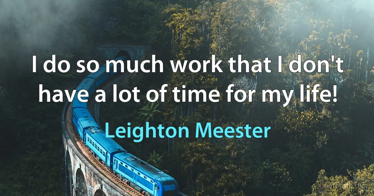 I do so much work that I don't have a lot of time for my life! (Leighton Meester)