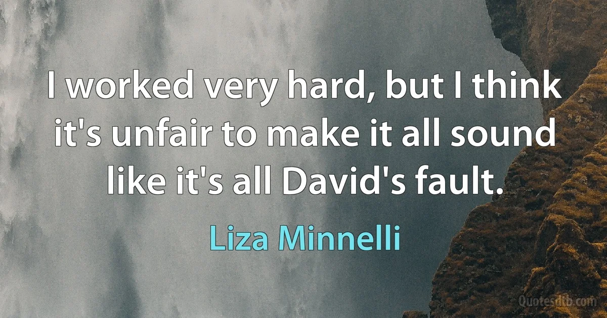 I worked very hard, but I think it's unfair to make it all sound like it's all David's fault. (Liza Minnelli)