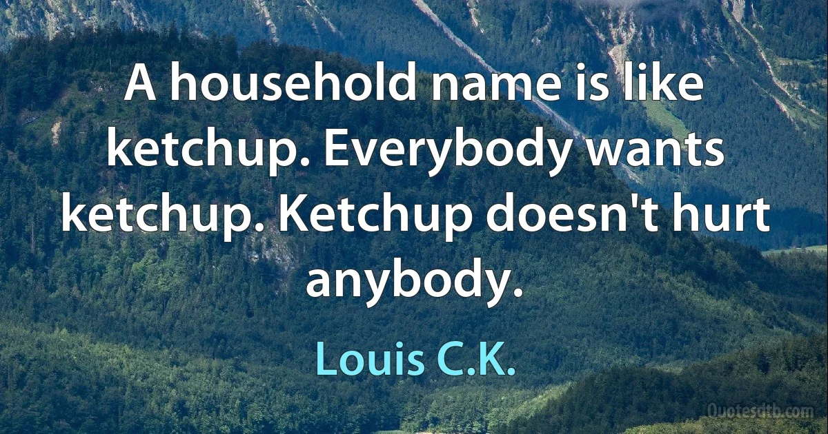 A household name is like ketchup. Everybody wants ketchup. Ketchup doesn't hurt anybody. (Louis C.K.)