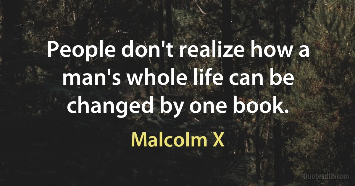 People don't realize how a man's whole life can be changed by one book. (Malcolm X)