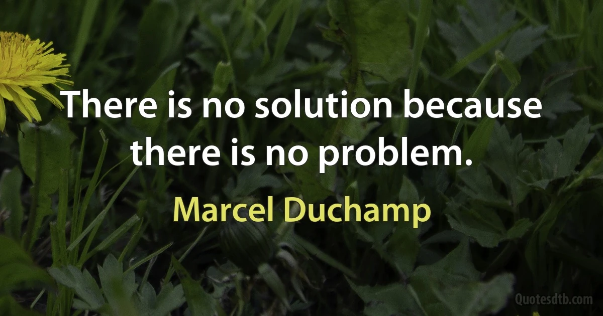 There is no solution because there is no problem. (Marcel Duchamp)