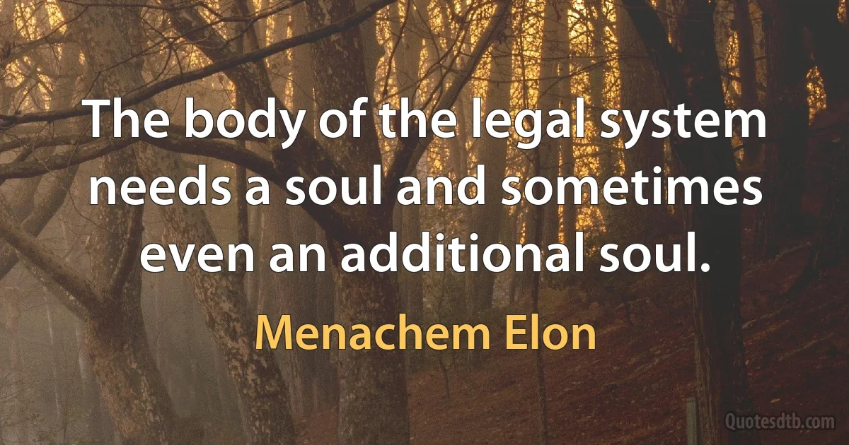 The body of the legal system needs a soul and sometimes even an additional soul. (Menachem Elon)