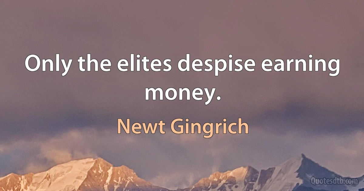 Only the elites despise earning money. (Newt Gingrich)