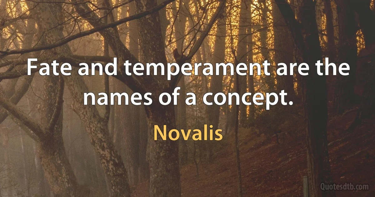 Fate and temperament are the names of a concept. (Novalis)