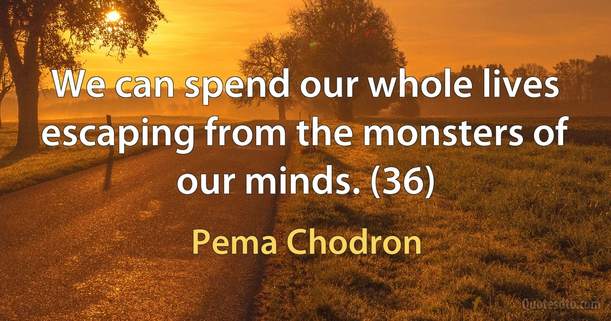 We can spend our whole lives escaping from the monsters of our minds. (36) (Pema Chodron)