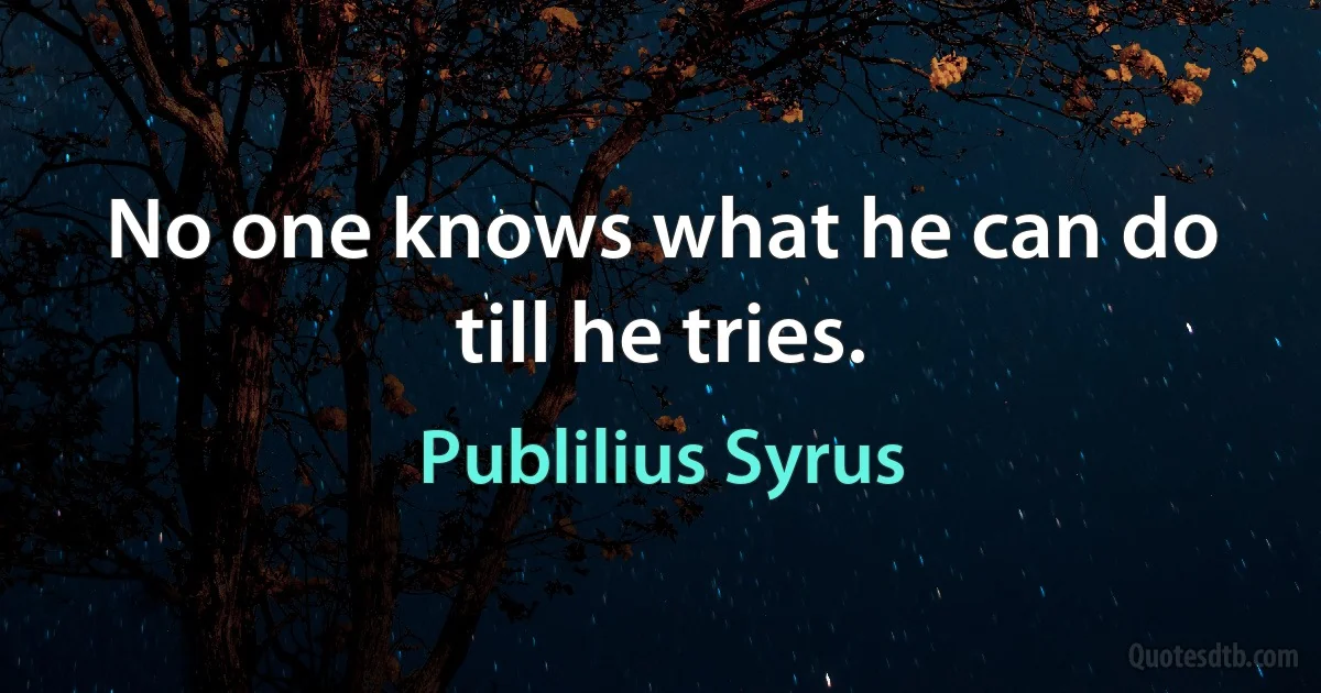 No one knows what he can do till he tries. (Publilius Syrus)