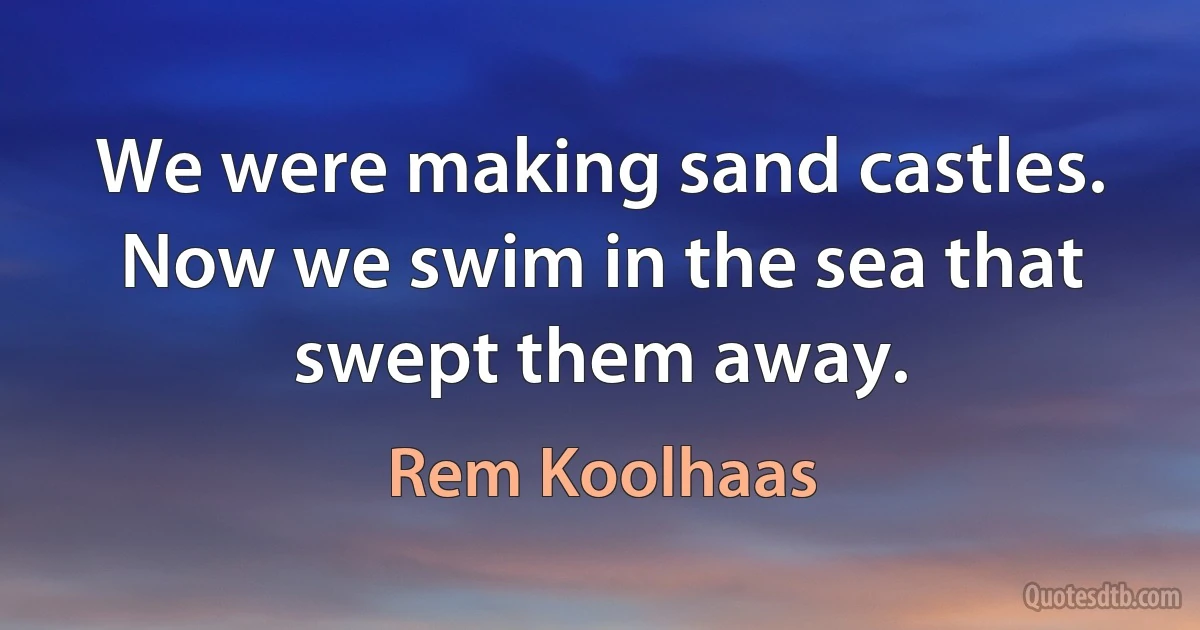 We were making sand castles. Now we swim in the sea that swept them away. (Rem Koolhaas)