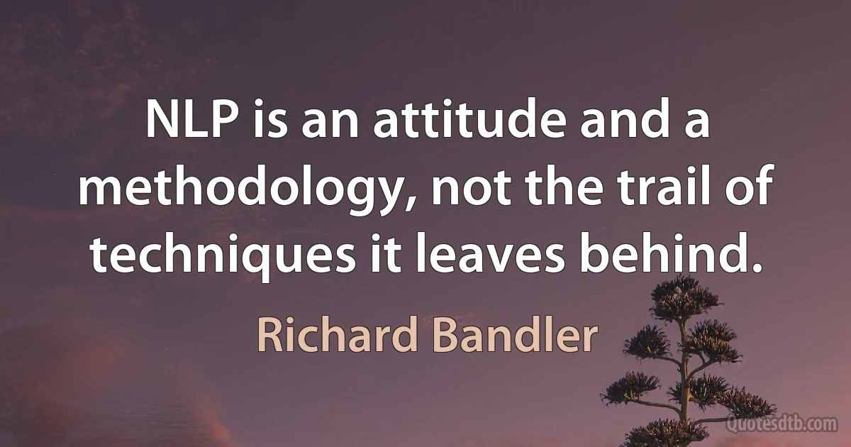 NLP is an attitude and a methodology, not the trail of techniques it leaves behind. (Richard Bandler)