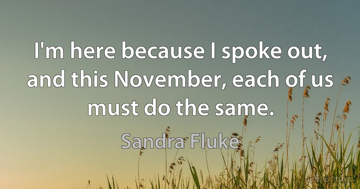 I'm here because I spoke out, and this November, each of us must do the same. (Sandra Fluke)