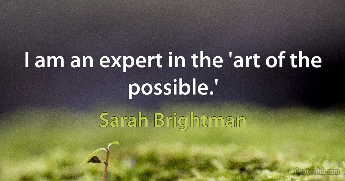 I am an expert in the 'art of the possible.' (Sarah Brightman)