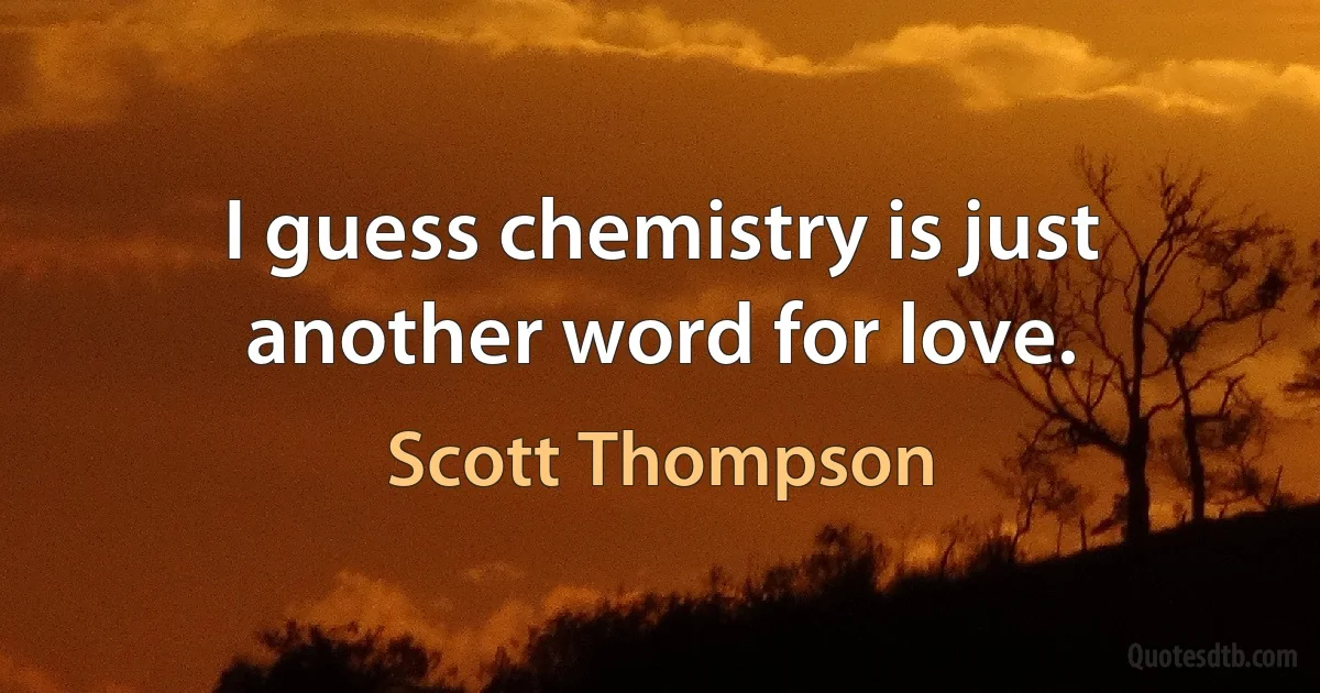 I guess chemistry is just another word for love. (Scott Thompson)