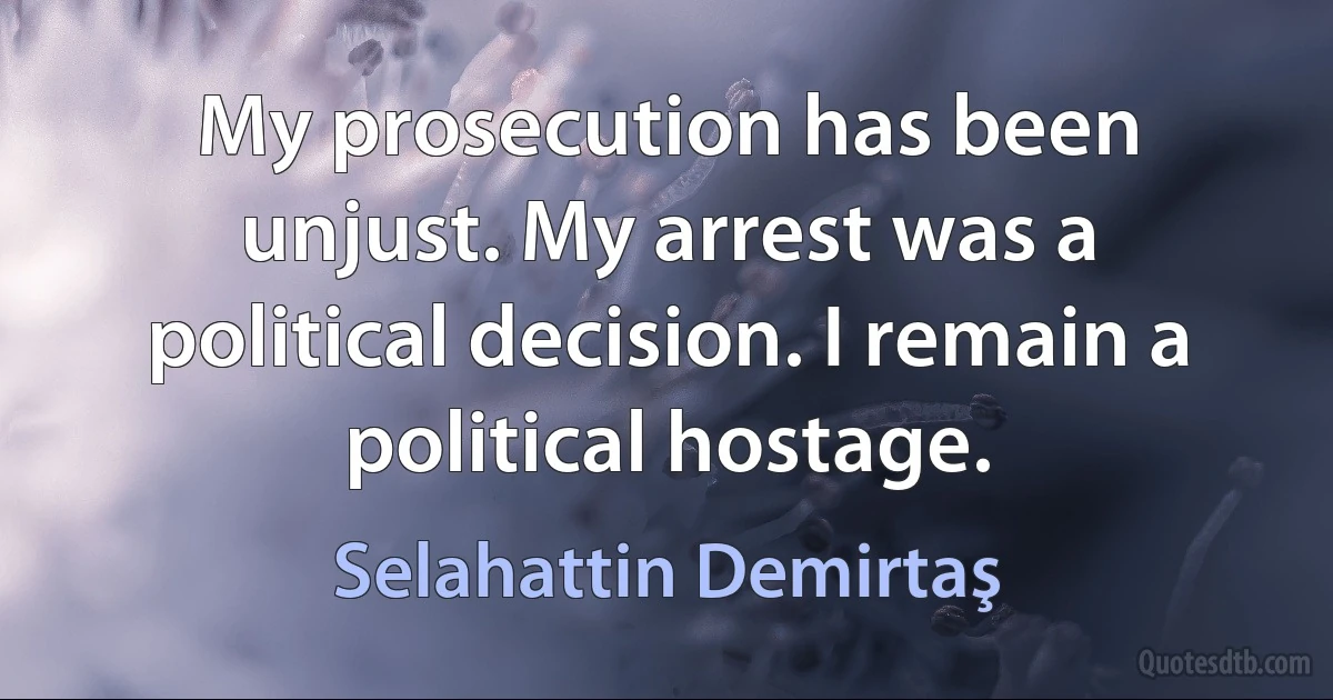 My prosecution has been unjust. My arrest was a political decision. I remain a political hostage. (Selahattin Demirtaş)