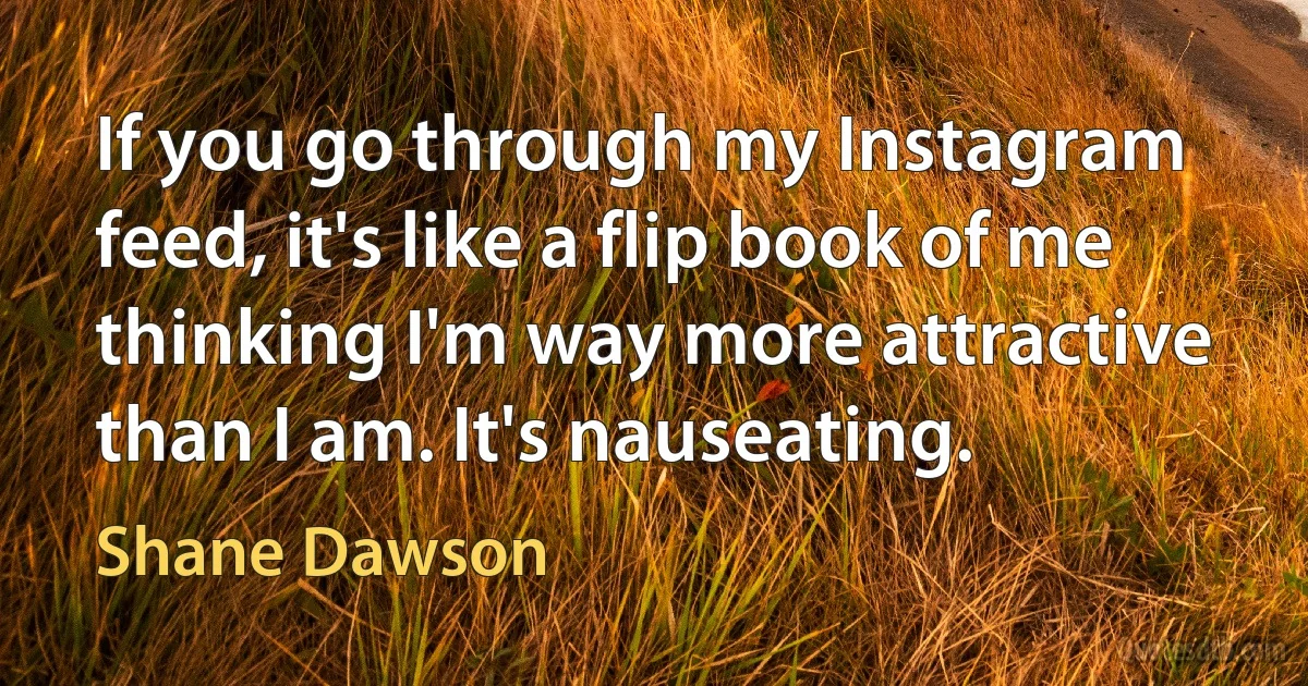 If you go through my Instagram feed, it's like a flip book of me thinking I'm way more attractive than I am. It's nauseating. (Shane Dawson)