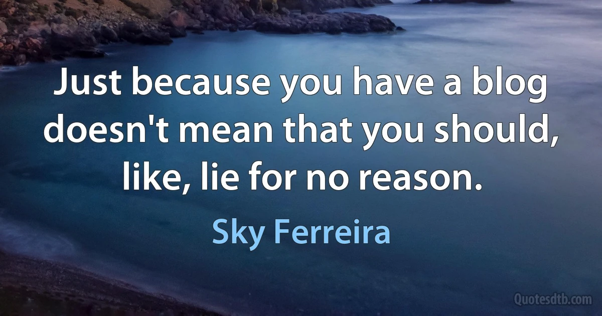 Just because you have a blog doesn't mean that you should, like, lie for no reason. (Sky Ferreira)