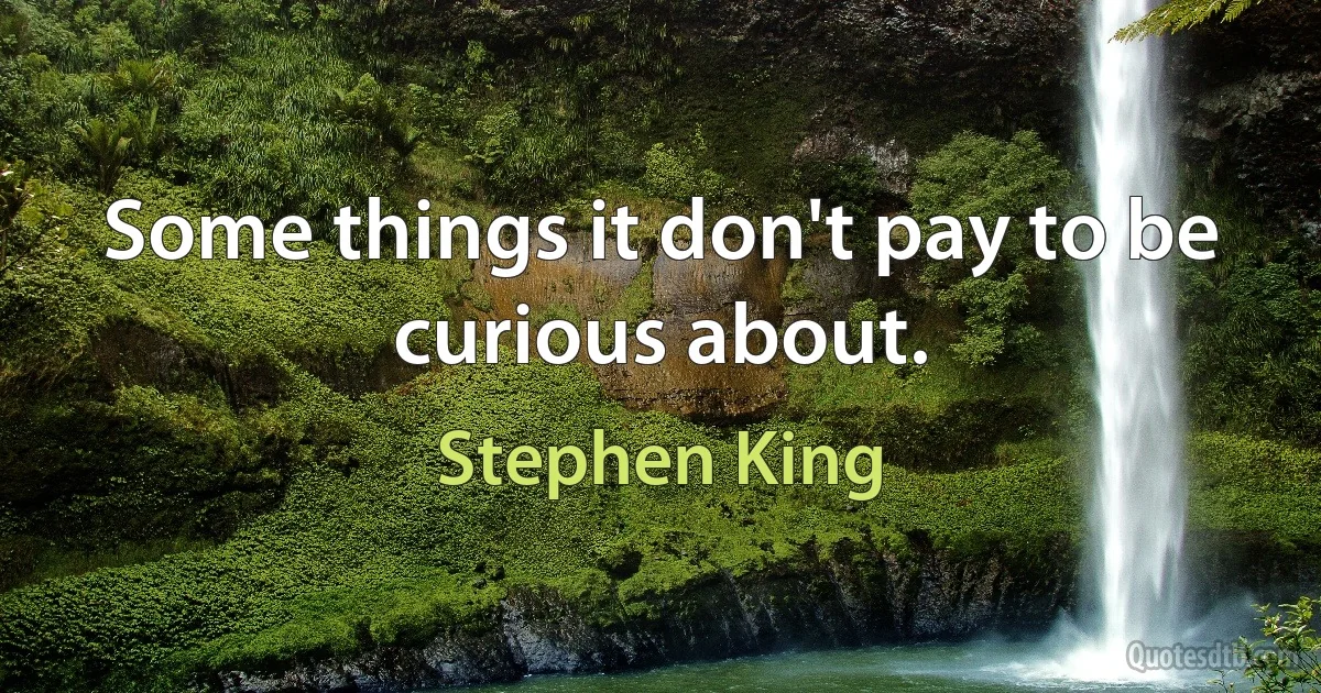 Some things it don't pay to be curious about. (Stephen King)