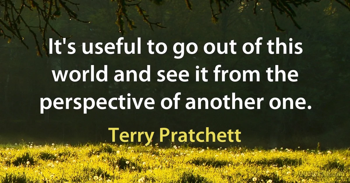 It's useful to go out of this world and see it from the perspective of another one. (Terry Pratchett)